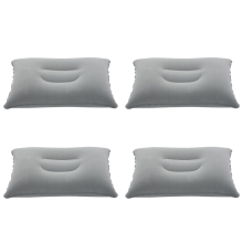 Folding Air Inflatable Pillow Sided Flocking Cushion Light Grey