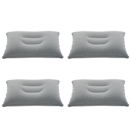 Folding Air Inflatable Pillow Sided Flocking Cushion Light Grey