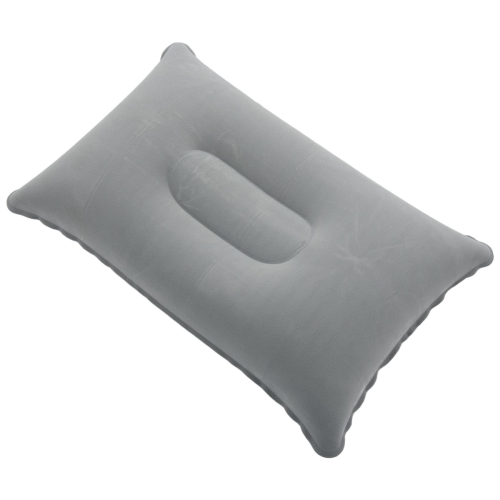 Folding Air Inflatable Pillow Sided Flocking Cushion Light Grey 1