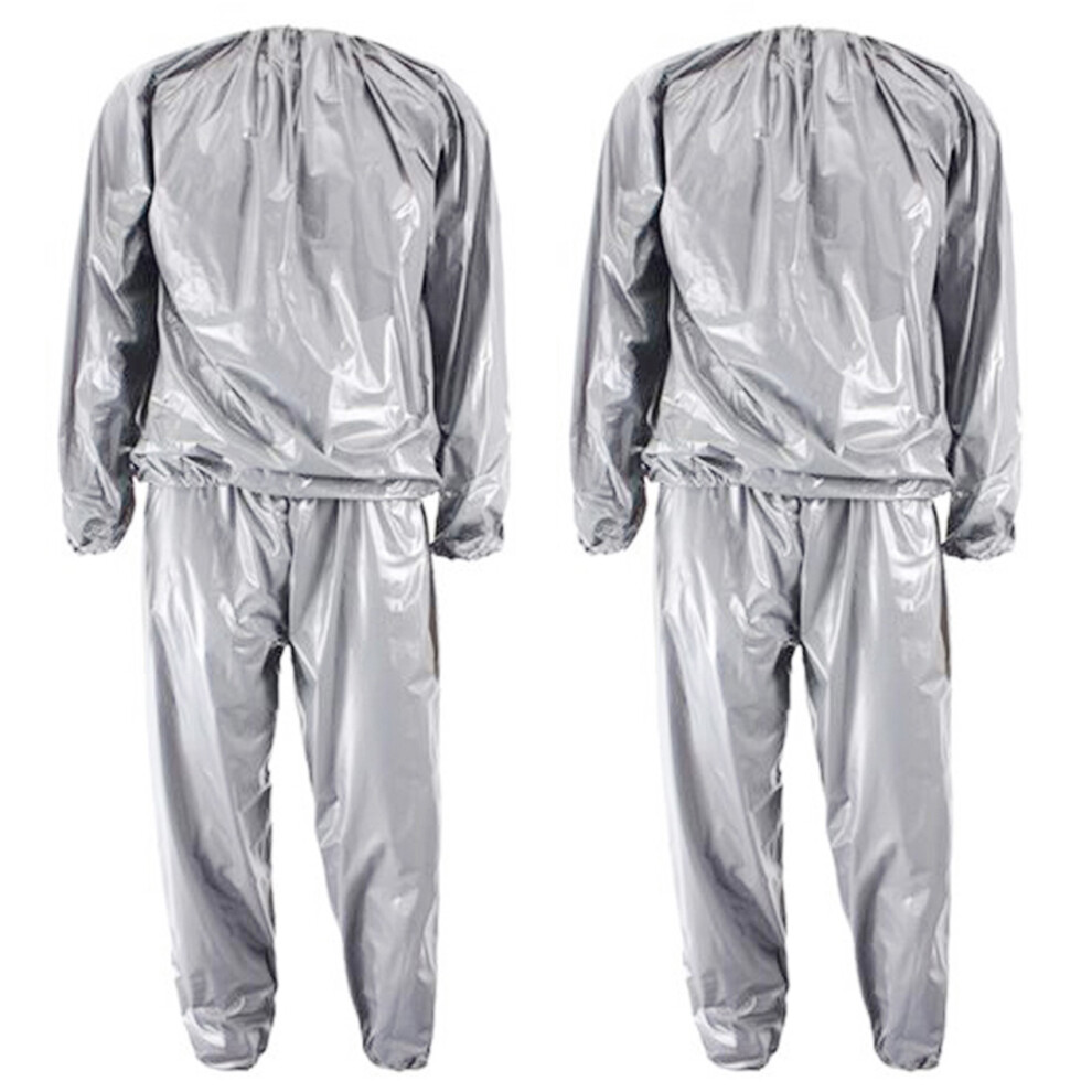 Heavy Duty Fitness Weight Loss Sweat Sauna Suit Silver L