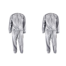 Heavy Duty Fitness Weight Loss Sweat Sauna Suit Silver XL