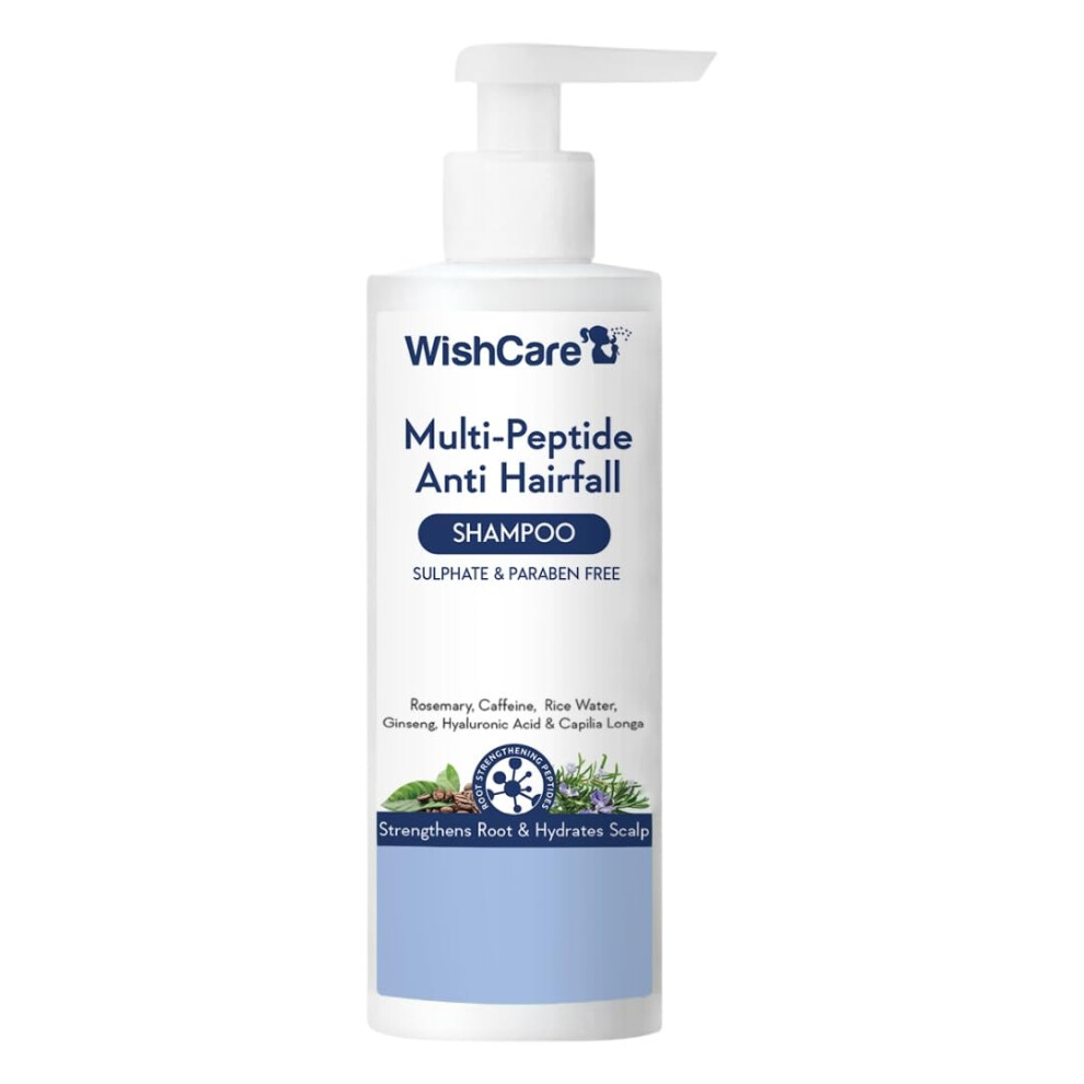 Wishcare Multi Peptide Anti Hairfall Shampoo - Rice Water Rosemary Capilia Longa Hyaluronic Acid & Caffeine 250Ml