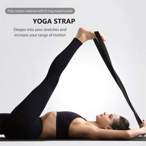 Yoga Block and Yoga Strap Set Universal Stretching Workouts Black 2