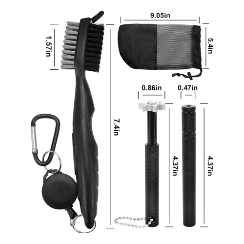 Retractable Golf Brush and 2 Golf Club Groove Sharpener 1