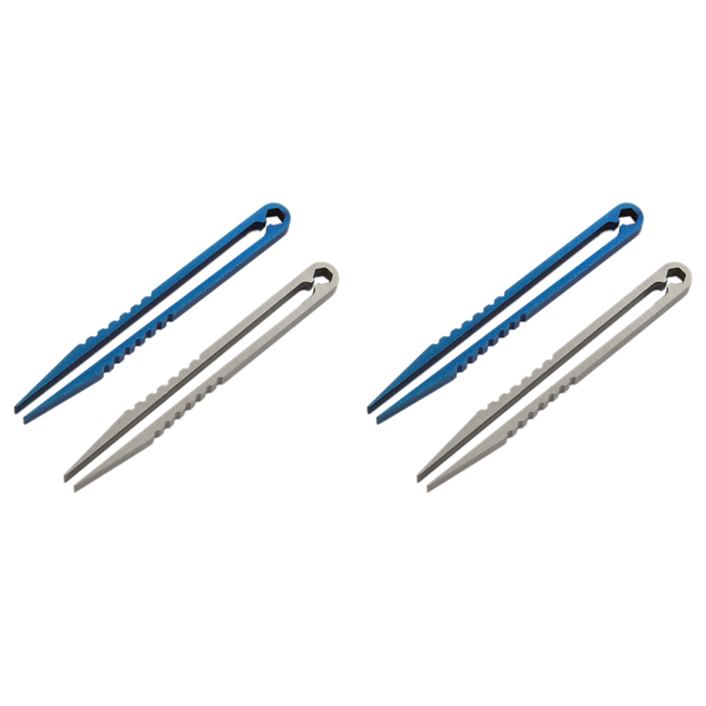 2 Pack Mini Tweezers Titanium Portable Titanium Alloy EDC Tweezers