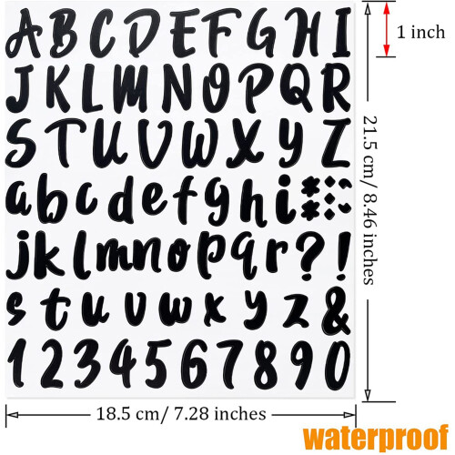 10 Sheets Letter Number Stickers for Mailbox, Door (Black, 1 Inch) 2