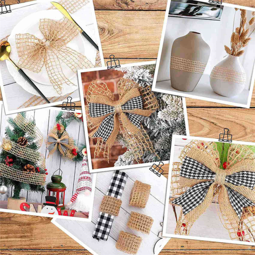 2 Rolls 20 Yards By 2.5 Inch Christmas Mesh Burlap Wired Ribbon 2
