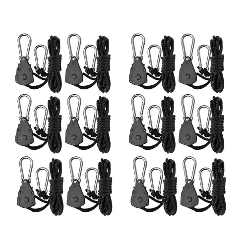 6Pcs 1/8 Inch Heavy-Duty Adjustable Growth Light Ratchet Rope Hanger