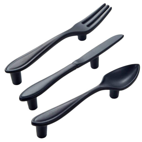 Poignee de porte poignee de cuisine a 3 poignees - noir 1