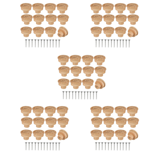 Boho Rattan Dresser Knobs Round Screws for Boho Furniture Knobs 60Pcs