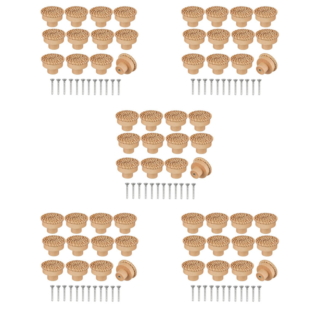 Boho Rattan Dresser Knobs Round Screws For Boho Furniture Knobs 60Pcs 4712751298105