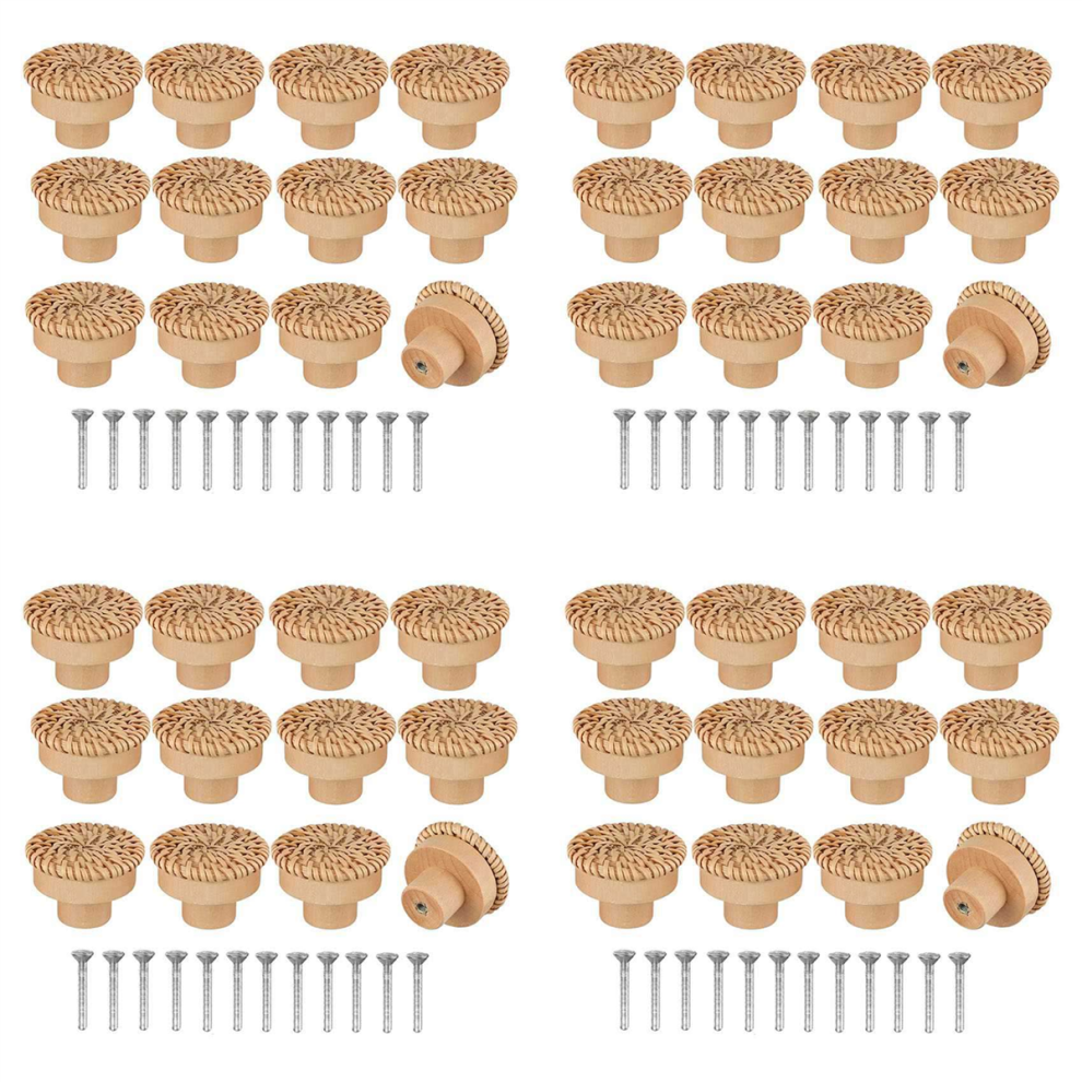 Boho Rattan Dresser Knobs Round Screws For Boho Furniture Knobs 12Pcs 4712751298075