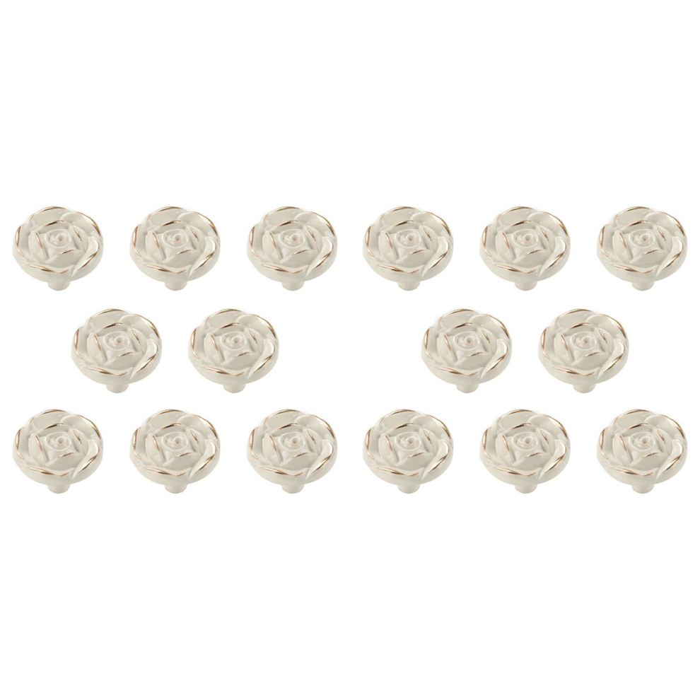8Pcs Rose Flower Zinc Alloy White Drawer Pull Handles For Dresser 4712751297955