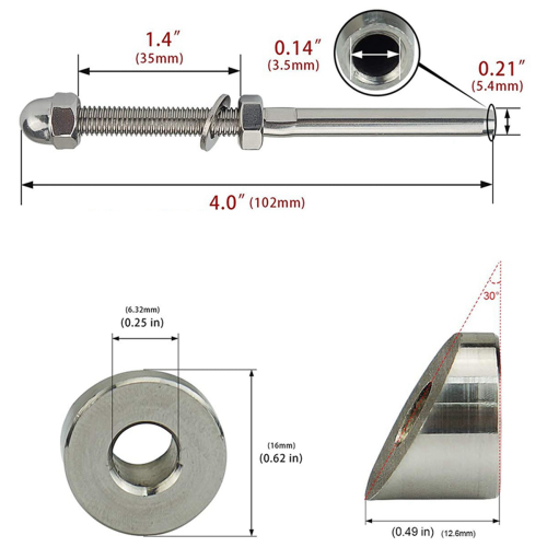 20 Pairs 1/8 inch Cable Railing Kits 30 Degree Washer for Decking 1