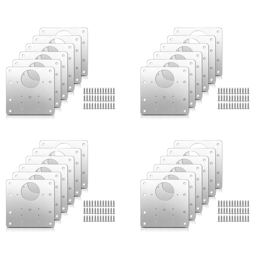 6 Pcs Cabinet Hinge Repair Plate Kit With Screws, Door Hinge Brackets 4712751233618