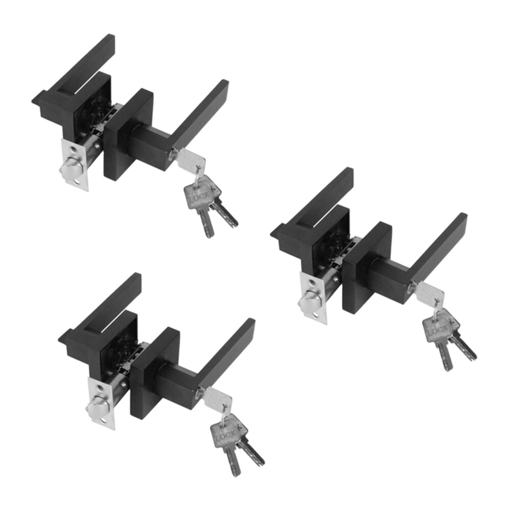 Door Handle Door Handle Lock Three-Bar Spherical Lock-Black 4712751237418