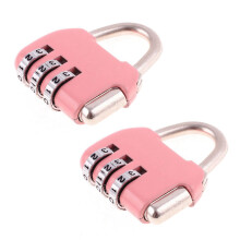 2X Luggage Box Resettable Combination Lock 3 Digit Number Pink
