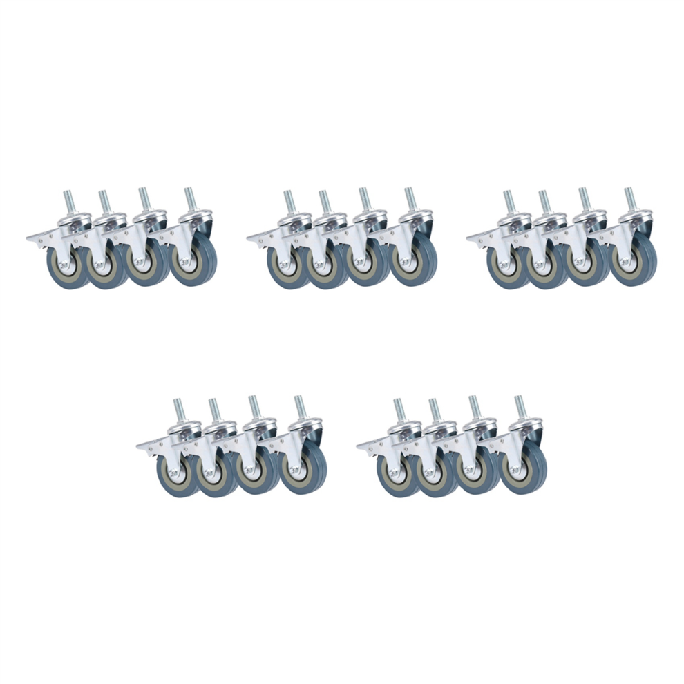 Heavy Duty 75Mm Swivel With Brake Casters Wheels, Set Of 4 4712751210282