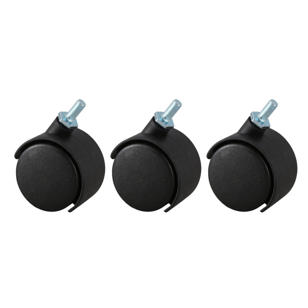 6Mm Threaded Stem 40Mm Dual Wheel Rotatable Caster Black