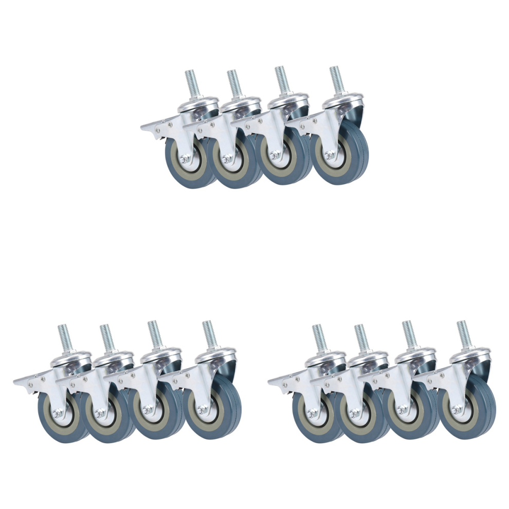 Heavy Duty 75Mm Swivel With Brake Casters Wheels, Set Of 4 4712751210275