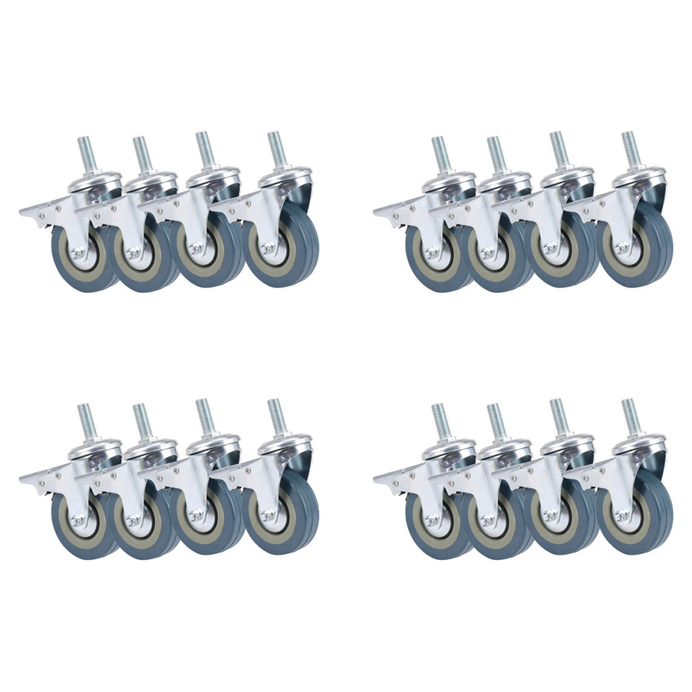 Heavy Duty 75Mm Swivel With Brake Casters Wheels, Set Of 4 4712751210268