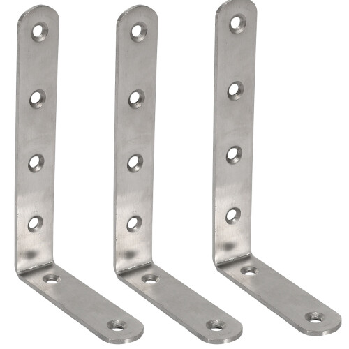 3X 125x75mm L Shape Stainless Steel Shelf Corner Brace Angle Bracket