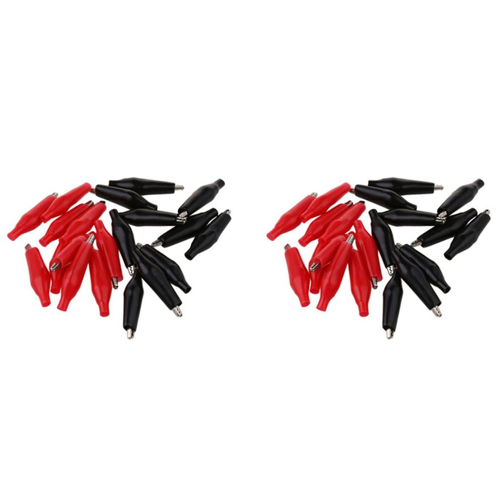 20Pcs Black Red Soft Plastic Coated Testing Probe Alligator Test Clip 4712751215119