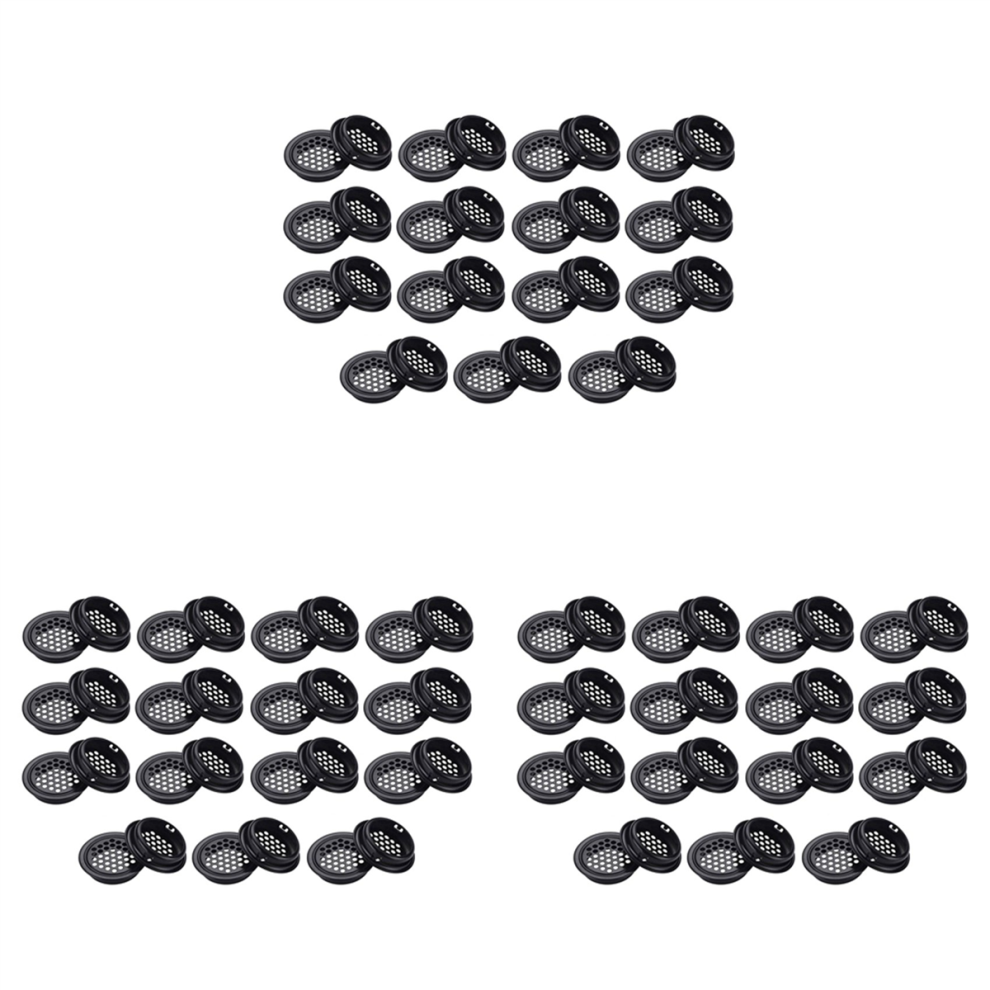 Round Ventilation Grille 35Mm 30 Pieces Black For Cabinet Wardrobe 4712751214884