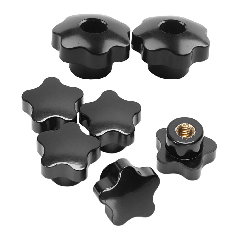 M8 X 50Mm Diameter Thread Clamping Star Knob Black 2Pcs 4712751217496