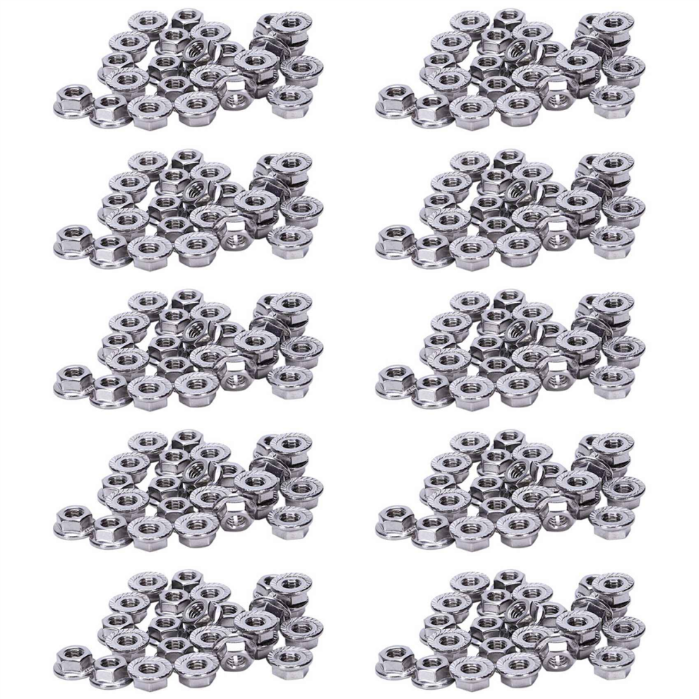 25 Pcs 304 Stainless Steel Serrated Flange Metric Hex Lock Nuts M6 4712751216307
