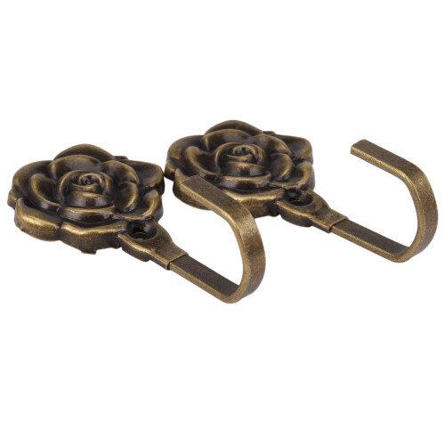 2Pcs Metal Rose Flower Curtain Tie Back Tieback Holders Wall Decor 1