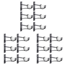Single Curtain Rod Brackets for Drapery Rod Aluminum Alloy(Black)6Pcs