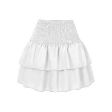 (M, White) 2023 Hot Selling Womens Sexy Skirt Pleated Ruffle Printed Fashion Vintage Skirt For Ladies Vestido De Mujer Medio