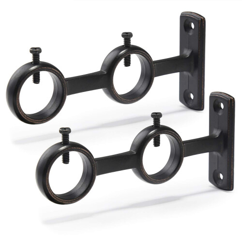 Curtain Rod Bracket, 2Pcs Double Curtain Rod Holder, Double Rod 1