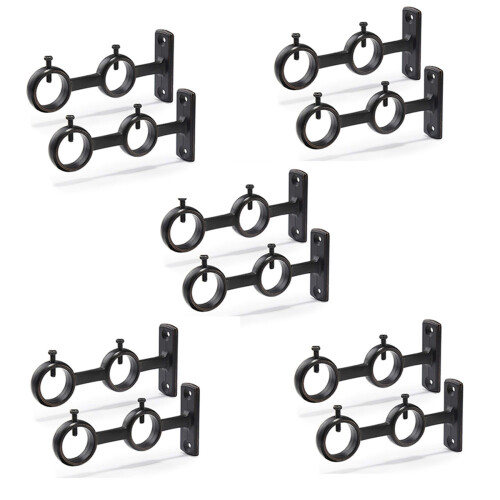 Curtain Rod Bracket, 2Pcs Double Curtain Rod Holder, Double Rod