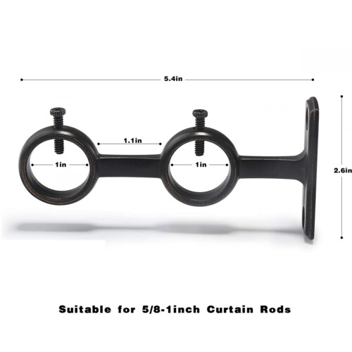 Curtain Rod Bracket, 2Pcs Double Curtain Rod Holder, Double Rod 2