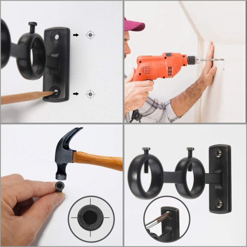 Curtain Rod Bracket, 6Pcs Double Curtain Rod Holder 2