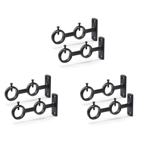 Curtain Rod Bracket, 2Pcs Double Curtain Rod Holder, Double Rod