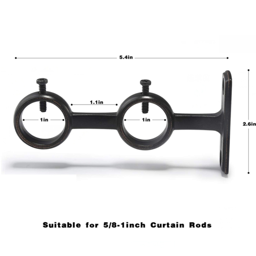 Curtain Rod Bracket, 2Pcs Double Curtain Rod Holder, Double Rod 1