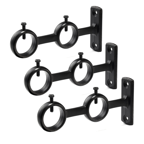 Curtain Rod Bracket, 3Pcs Double Curtain Rod Holder 1