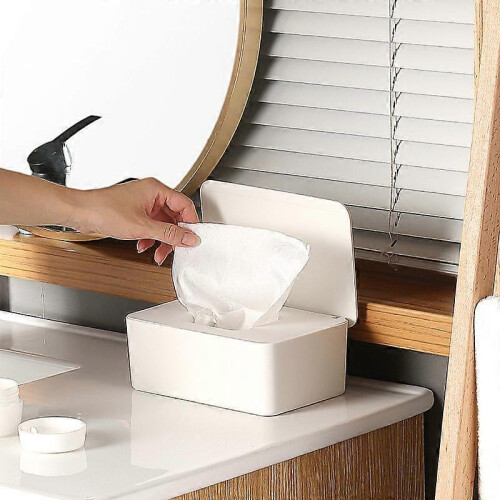 (White) Tissue Box Dustproof Tissue Box Wet Wipes Dispenser 1