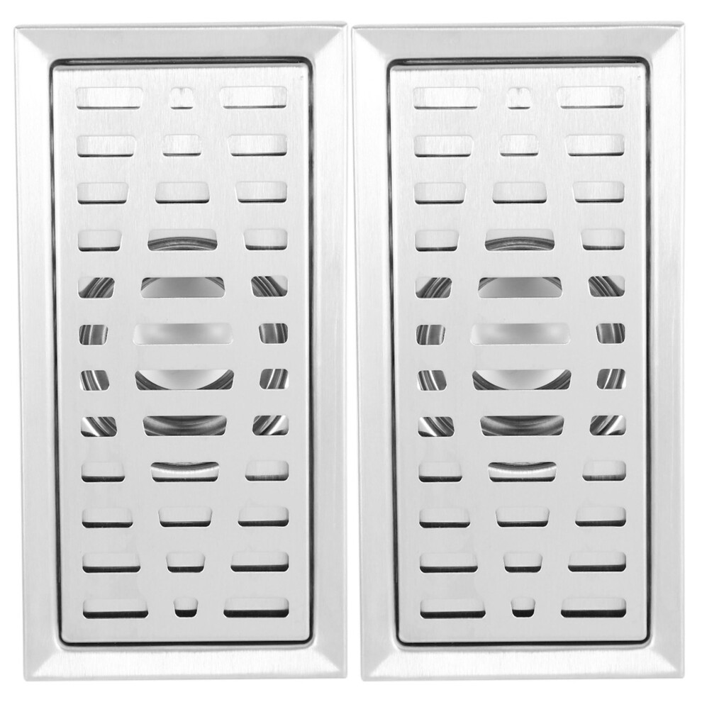 2X Stainless Steel Bathroom Square Floor Grate 20Cm X10cm Floor Drain 4712751223824