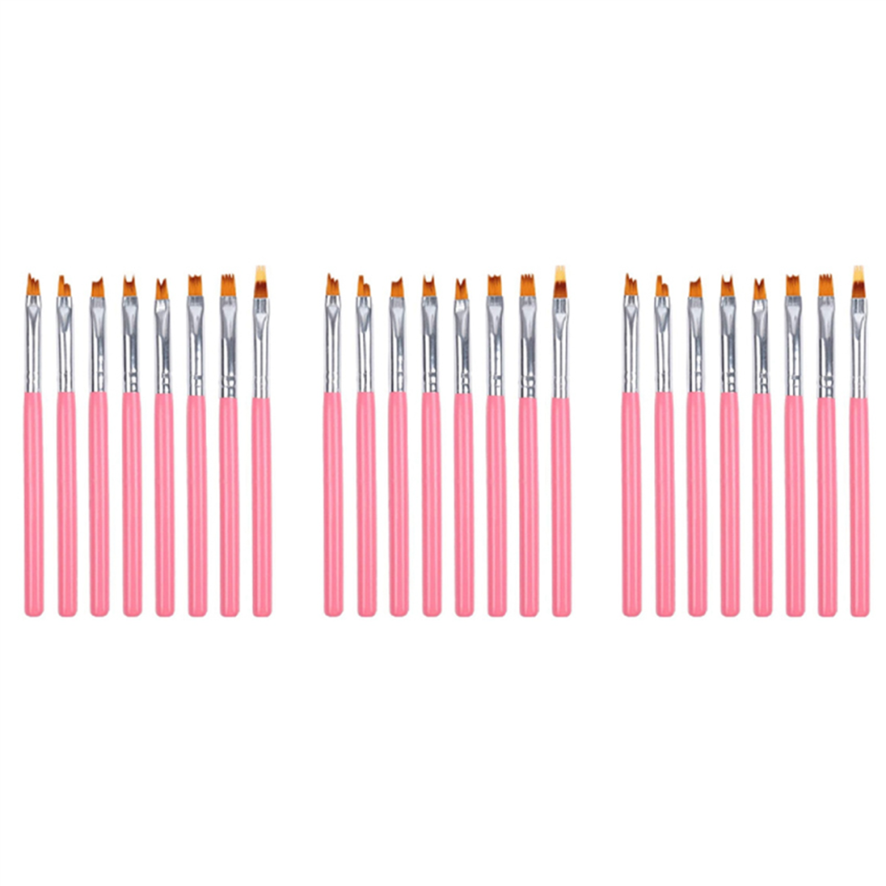 Pink 8Pcs Color Paint Pen Set Petal Pen Nail Brush Short Nail Brush