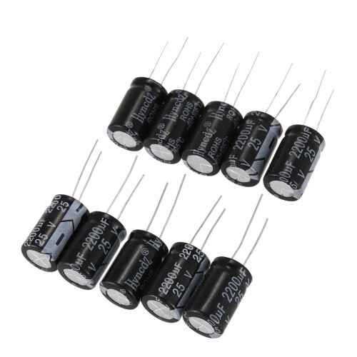 10Pcs black 2200uF 25V Aluminum Electrolytic Capacitors 1
