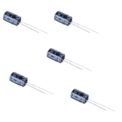 10 x 220uF 35V 105C Radial Electrolytic Capacitor 8x12mm