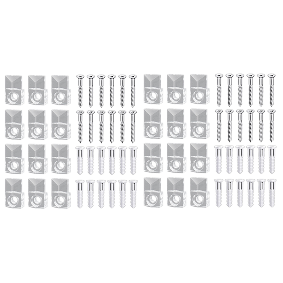 22 Sets Mirror Holder Clips Kit Crystal Clear Plastic Glass Retainer 4712751263585
