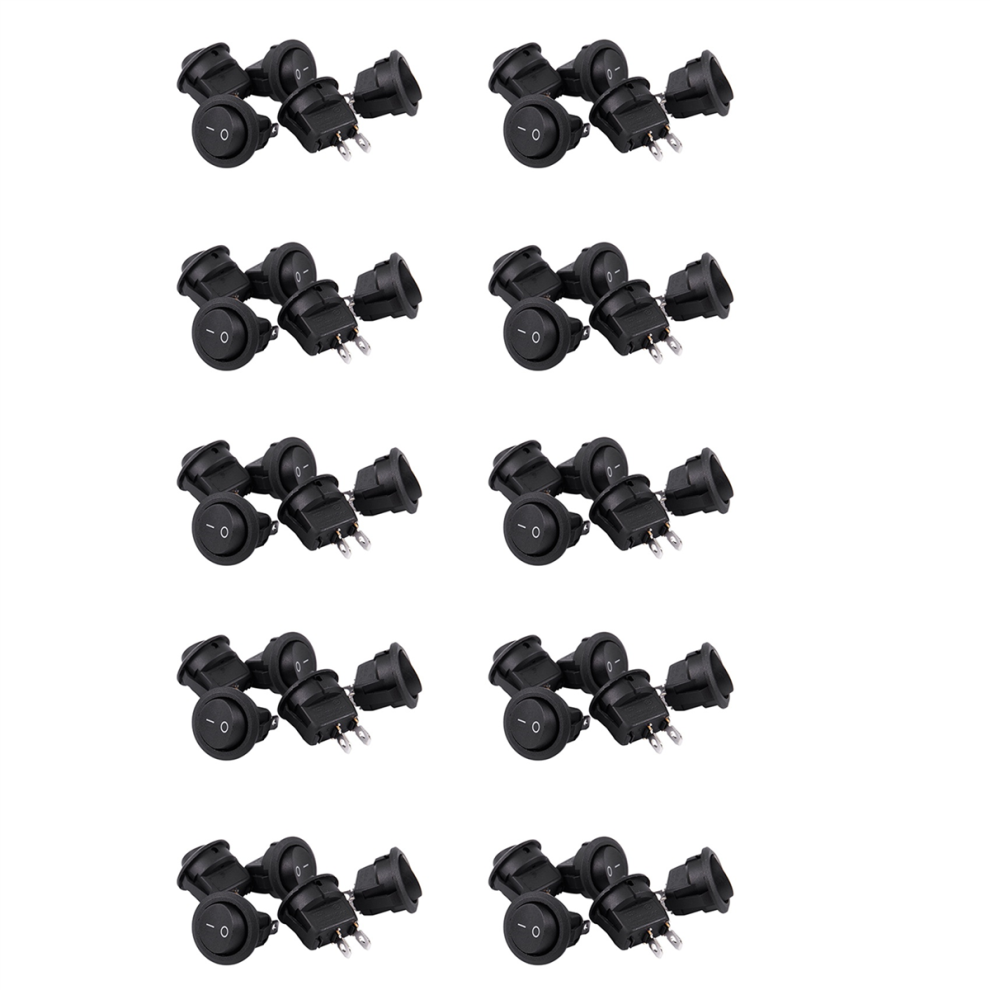 5Pcs Spst Black Button On/Off Round Rocker Switch Ac 6A/250V 10A/125V 4712751250578