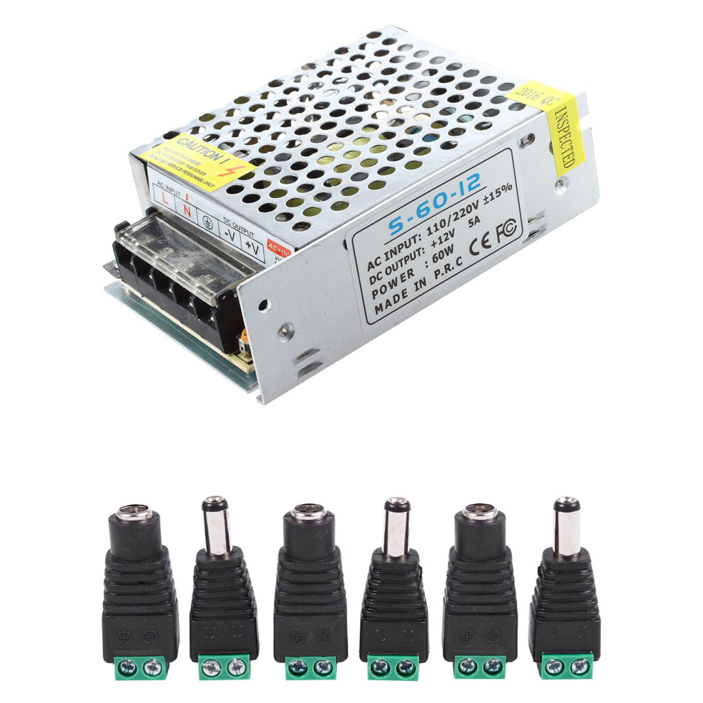 6 Pcs 5.5X2.1mm Female + Male Cctv Dc Power Connector Adapter 4712751258000