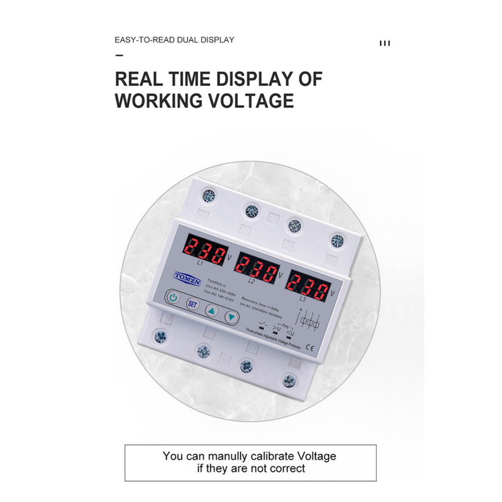 Three Phase Adjustable Over And Under Voltage Protector 63A 4712751278640