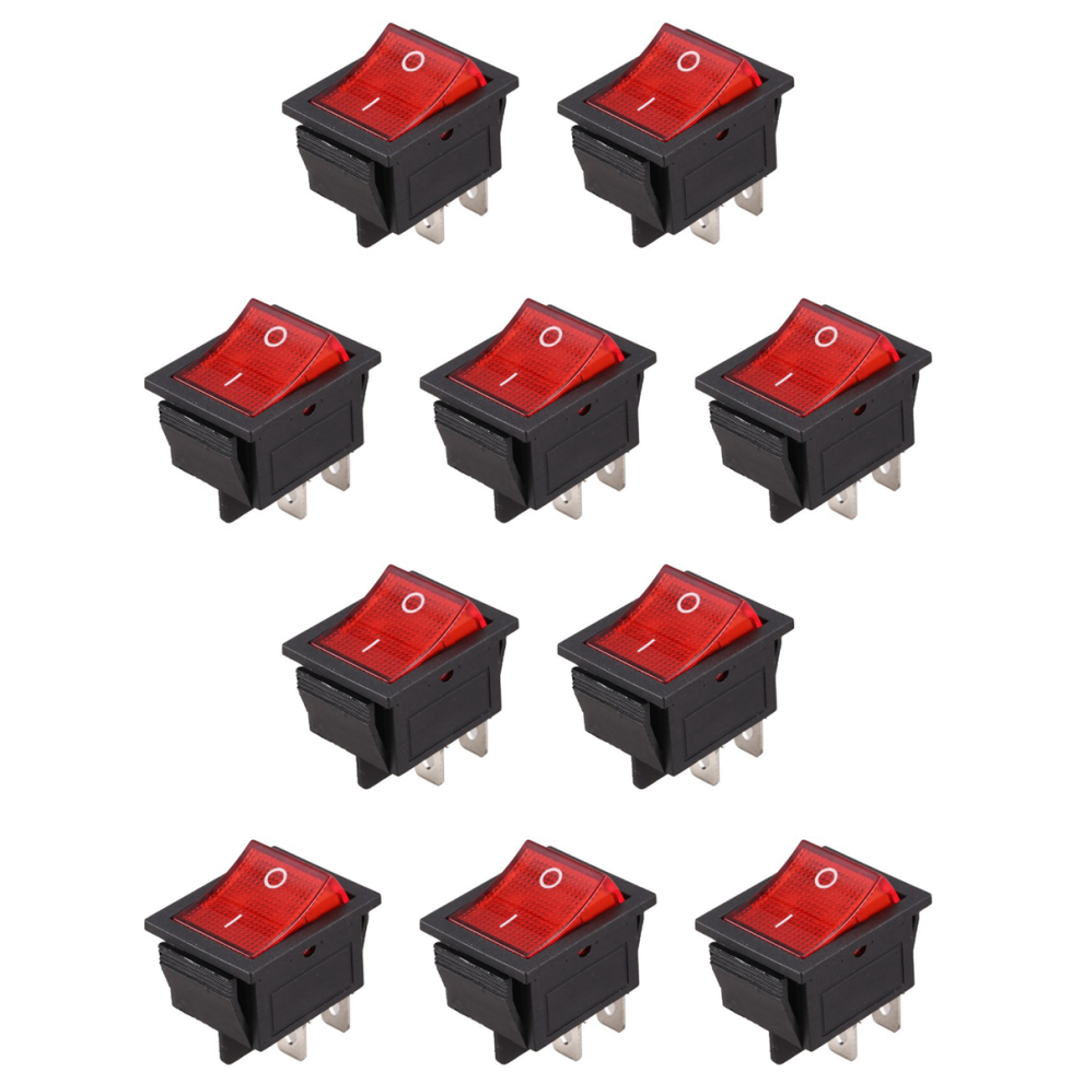 Red Light Illuminated 4 Pin Dpst On/Off Snap In Rocker Switch 16A 4712751256419